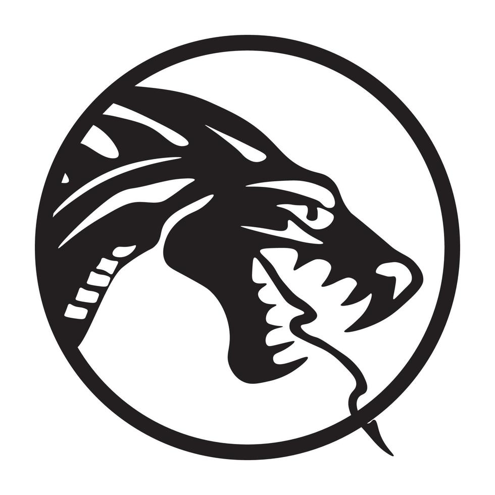 Drachenkopf-Symbol-Logo in einem Kreis für Unternehmen, Gemeinschaft und mehr vektor