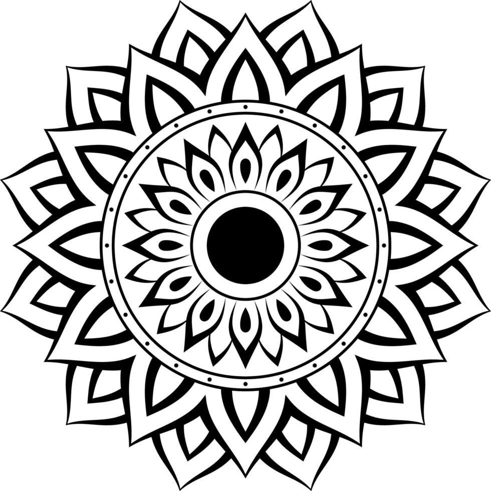 grundläggande enkel mandala för henna, mehndi, tatuering, kort, tryck, omslag, banderoll, affisch, broschyr, dekoration i etniskt orientaliskt mönster för målarboksida. vektor