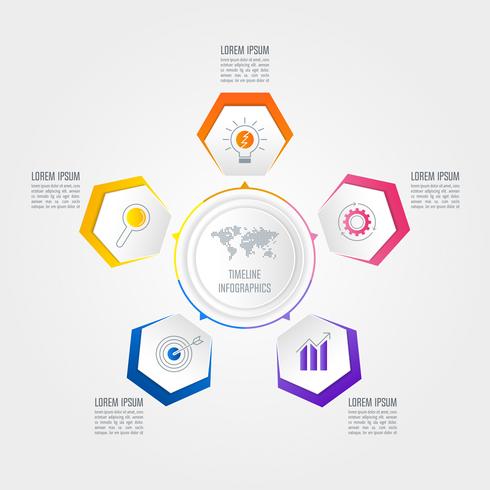 infografisk design affärsidé med 5 alternativ. vektor