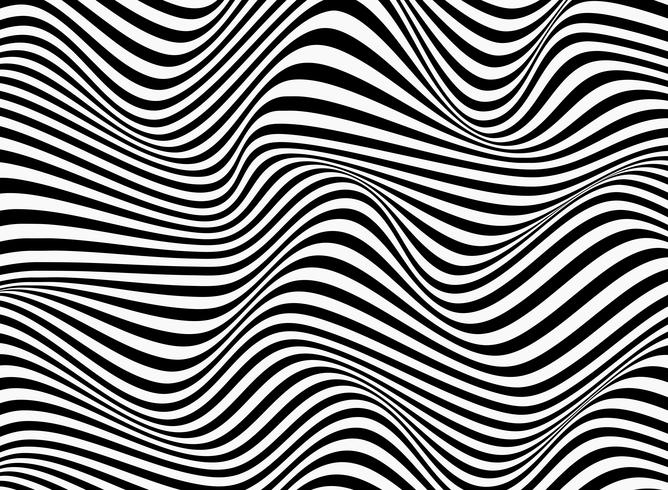 Abstrakt bakgrund av svart och vitt randlinjemönster vågigt design. vektor