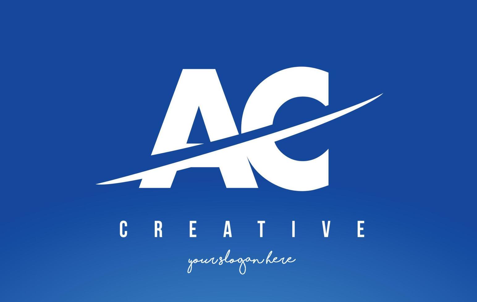 ac ac brief modernes logo design weißer gelber hintergrund und swoosh. vektor