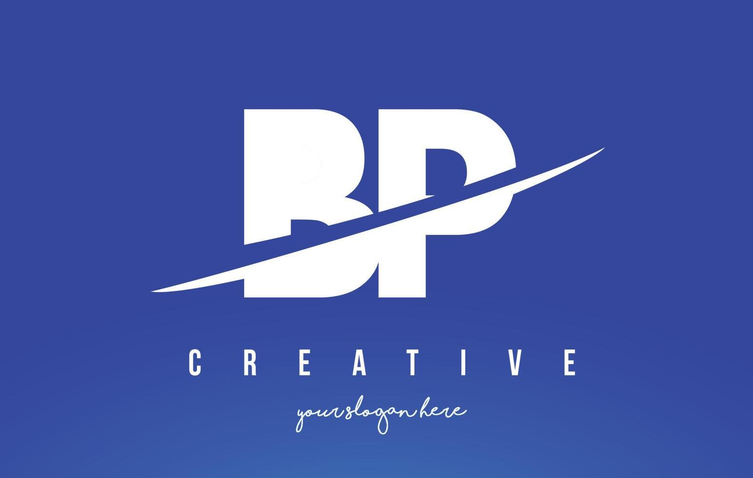 bp bp letter modern logotypdesign med vit bakgrund och swoosh. vektor
