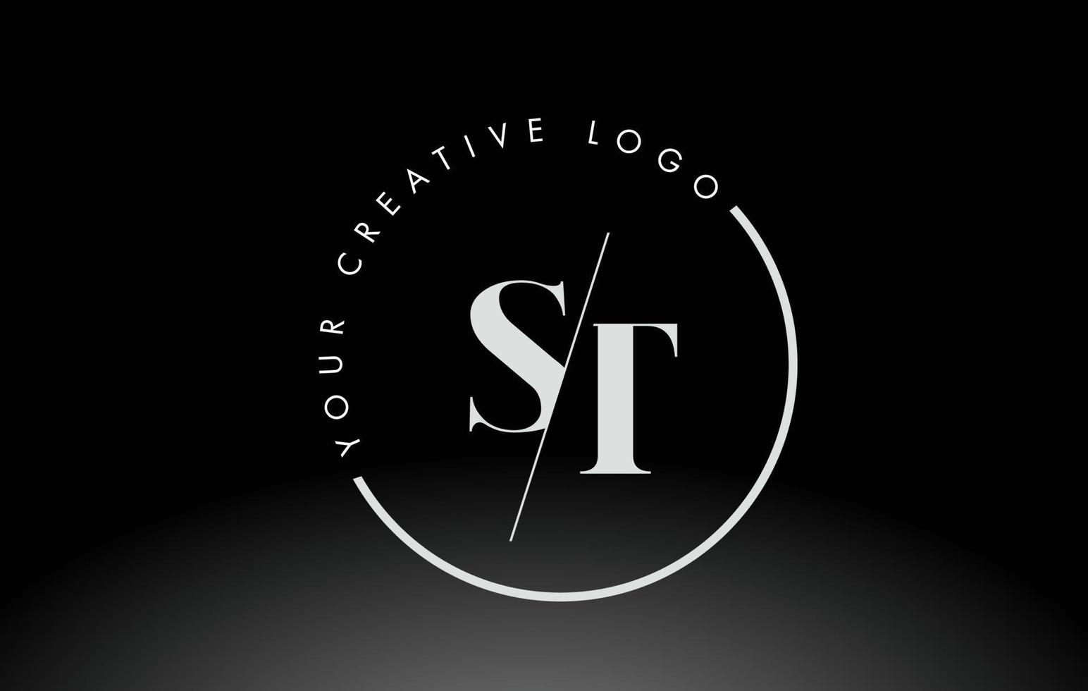 vit st serif-bokstavslogotypdesign med kreativ skärning. vektor