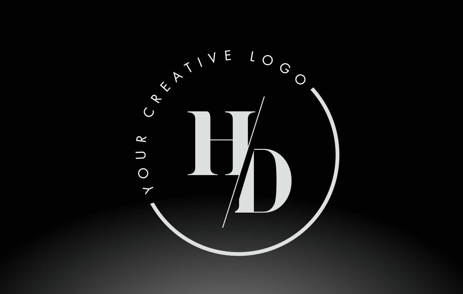 vit hd serif-bokstavslogotypdesign med kreativt skärande skär. vektor