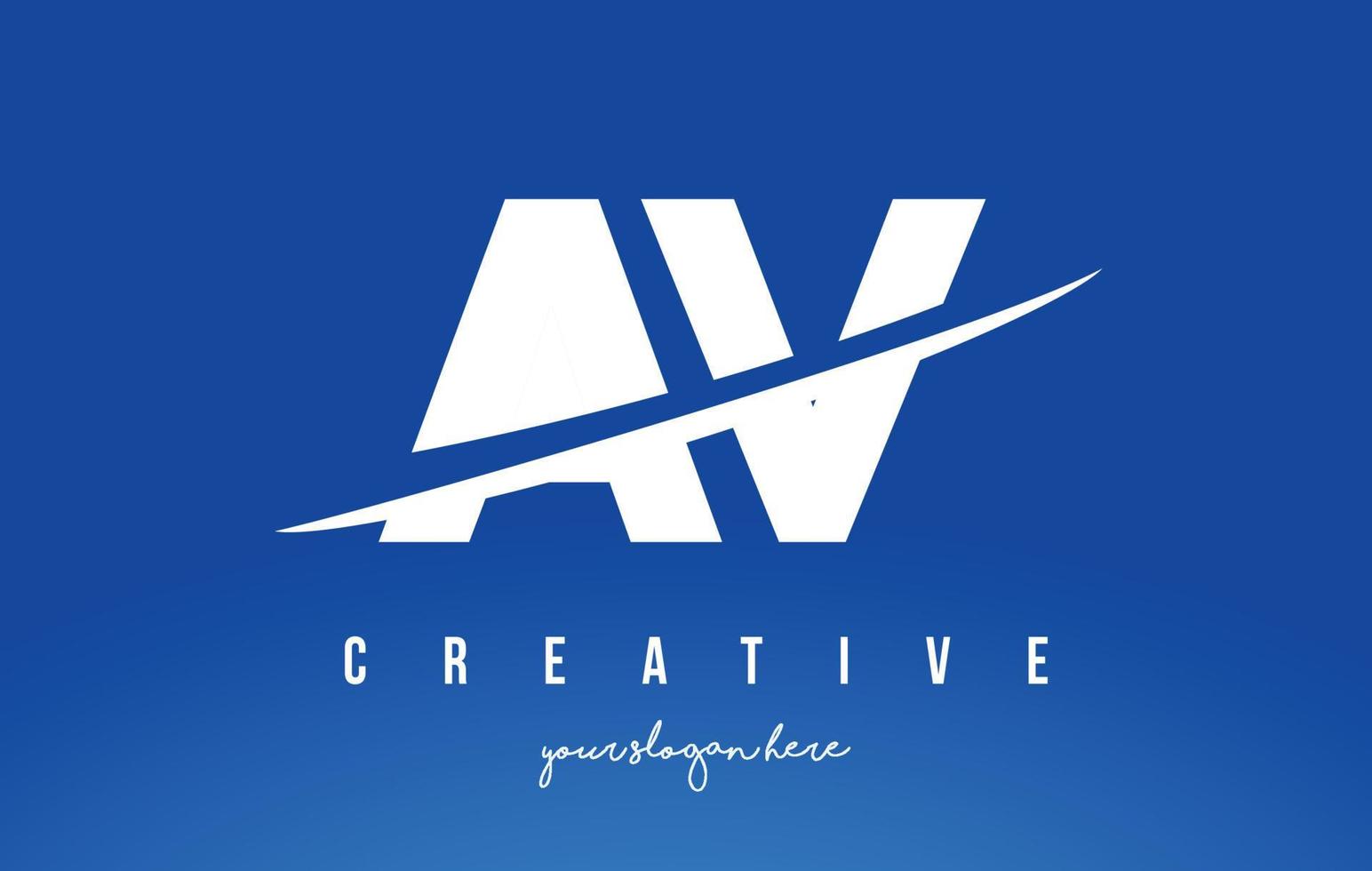 av av brief modernes logo design weißer gelber hintergrund und swoosh. vektor