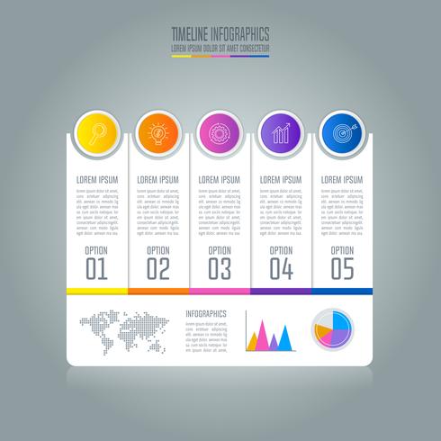 Tidslinje infografisk affärsidé med 5 alternativ vektor