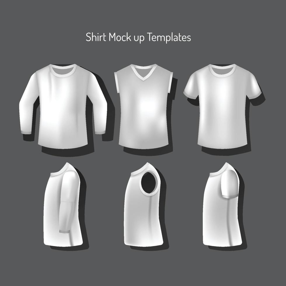 3D t-shirt mock up med alternativ förhandsgranskning sida och ärmlängd vektor