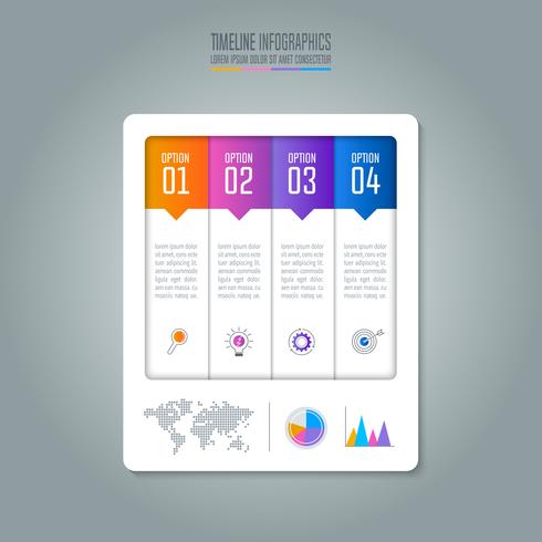 Tidslinje infografisk affärsidé med 4 alternativ. vektor