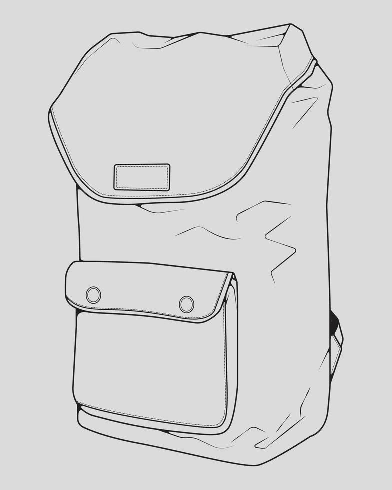 skiss av en ryggsäck. ryggsäck isolerad på vit bakgrund. vektor illustration av en skiss stil.
