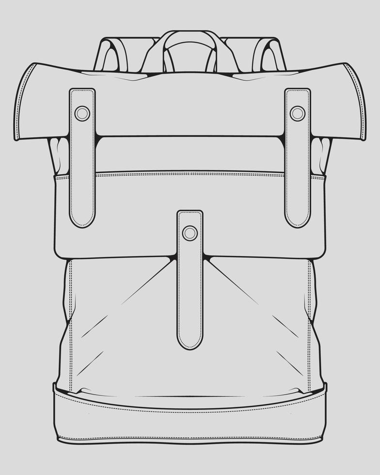 Skizze eines Rucksacks. Rucksack isoliert auf weißem Hintergrund. Vektorillustration eines Skizzenstils. vektor