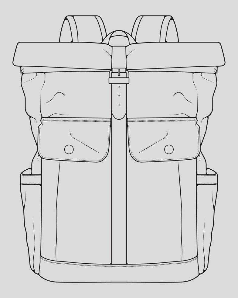 Skizze eines Rucksacks. Rucksack isoliert auf weißem Hintergrund. Vektorillustration eines Skizzenstils. vektor