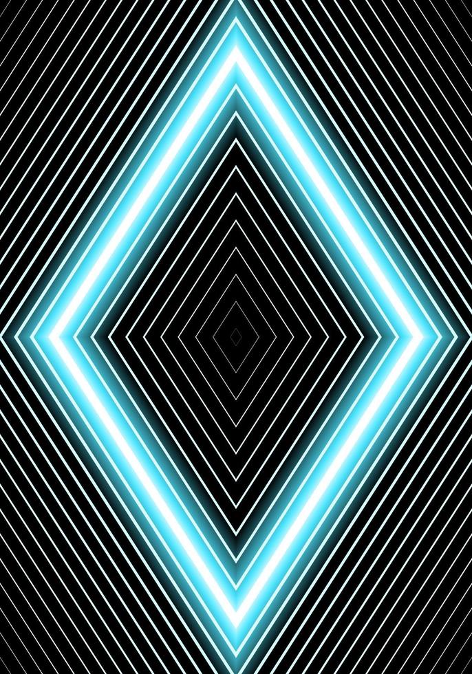 blå neon ljus linje diamant form vektor