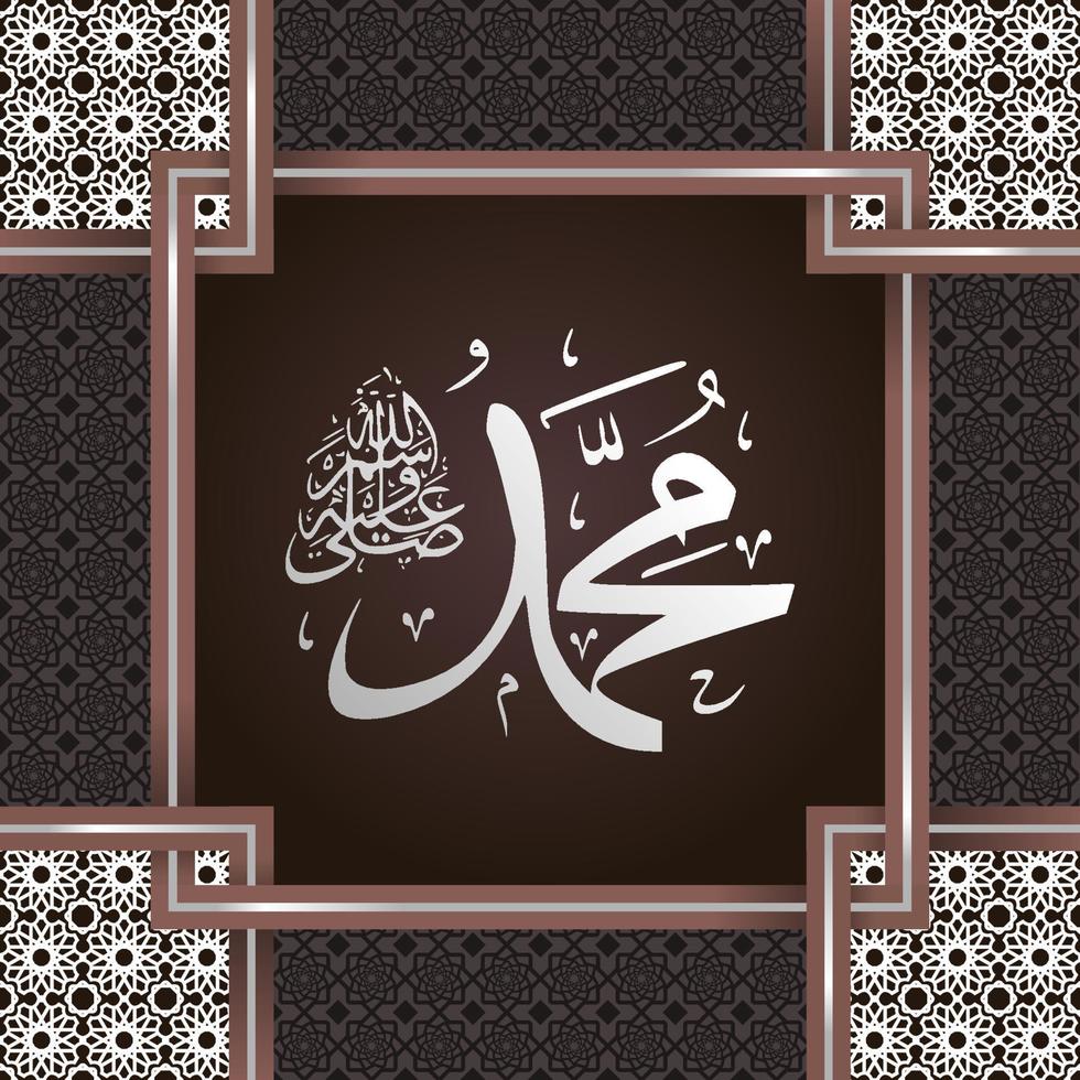 mawlid al nabi islamische grußkarte mit arabischer kalligrafie übersetzt ist prophet muhammad. vektor