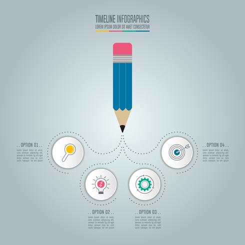 Penna med tidslinje infografisk design vektor. vektor