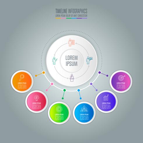 Infographik Design Geschäftskonzept mit 6 Optionen. vektor