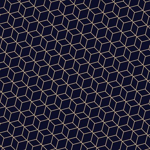 Zusammenfassung von goldenen Linien polygonales geometrisches Muster. Ein nahtloser Vektor auf dunkelblauem Hintergrund.