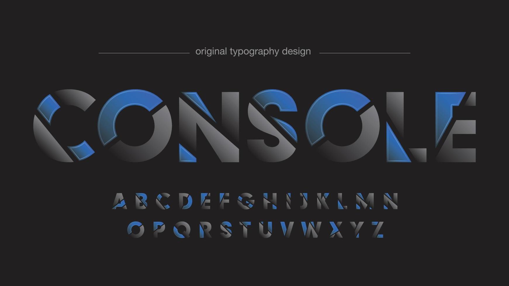 blau und schwarz geschnittene futuristische typografie vektor