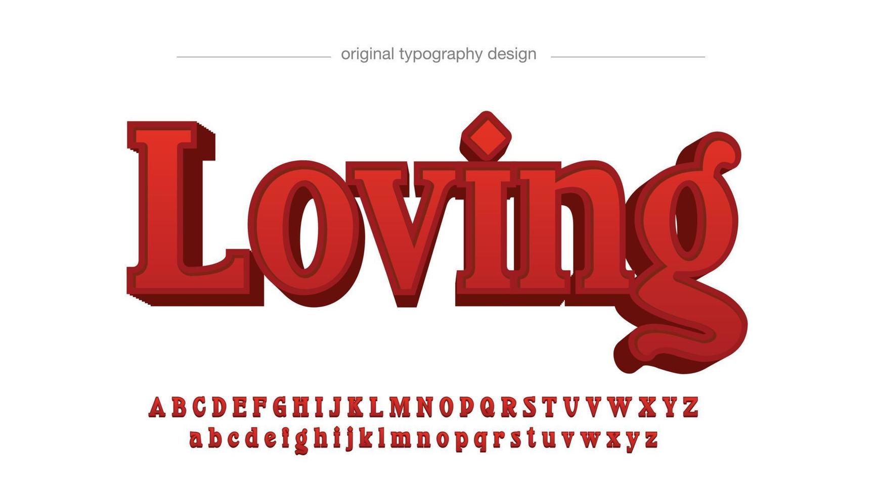 röd 3d söt display kärlek typografi vektor