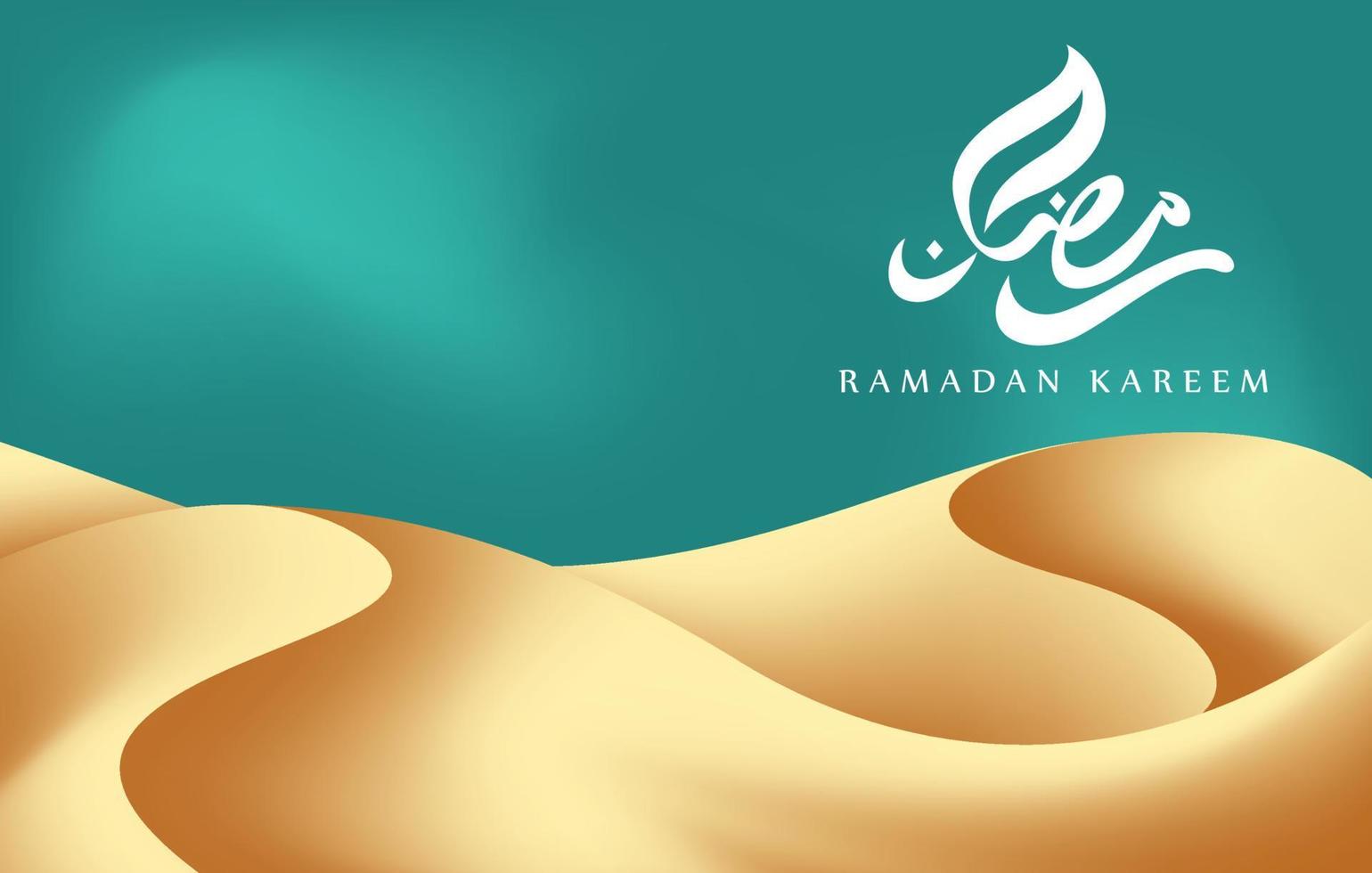 ramadan mubarak bakgrund med realistiska öken illustration koncept vektor