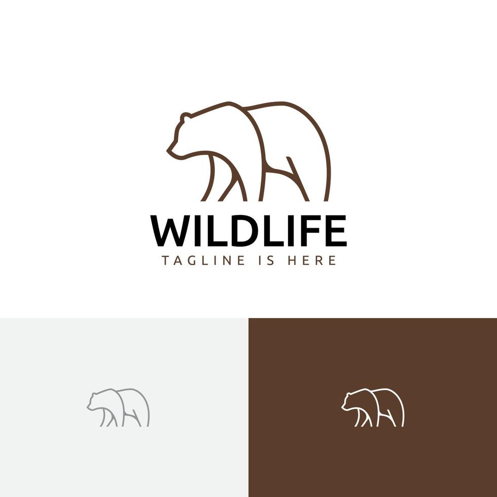 Bärenlinie Silhouette zu Fuß Tierwelt Tier Logo Vorlage vektor