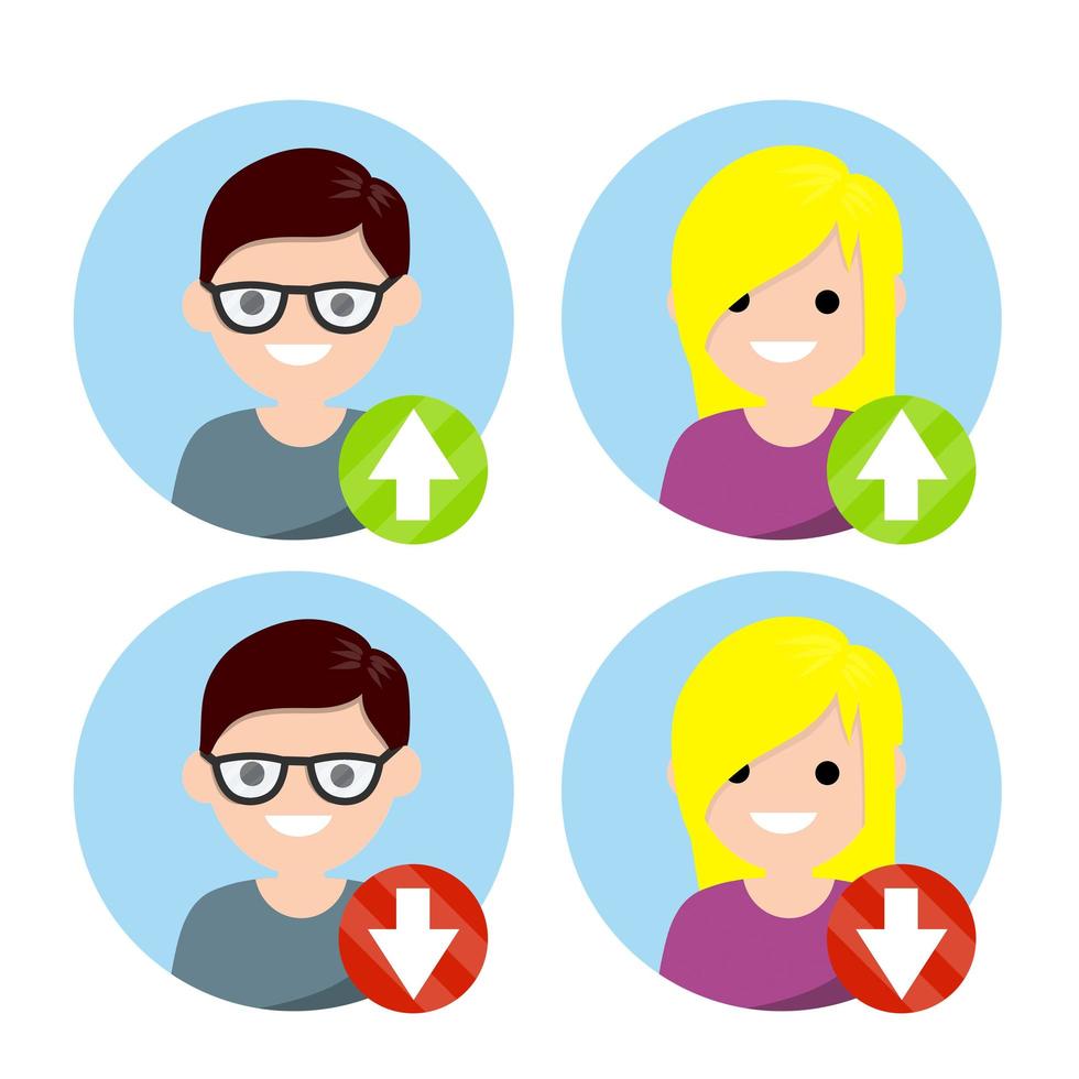 uppsättning avatarer av man och kvinna i cirkel för socialt nätverk. vektor