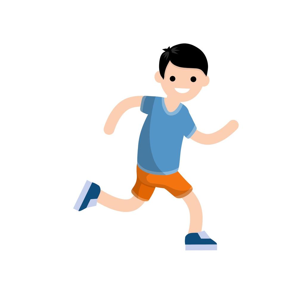 junger Mann in kurzen Hosen und grauem T-Shirt. Laufen und Sport vektor