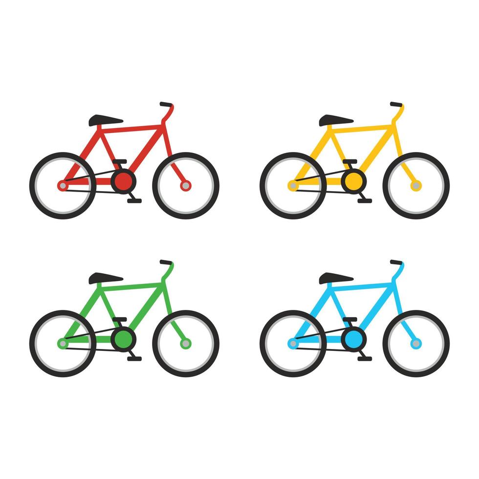 cykel transport platt ikoner set. uppsättning vektor moderna cyklar och färgglad stil