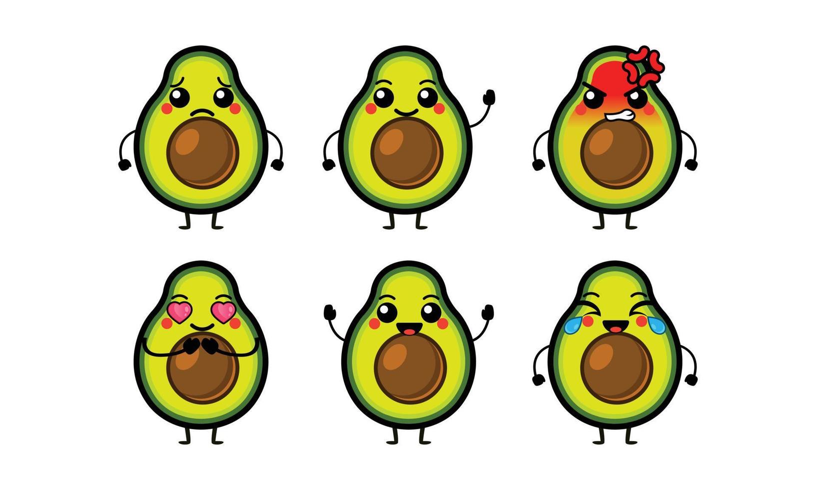 süße Avocado-Charakter-Vektor-Illustration vektor