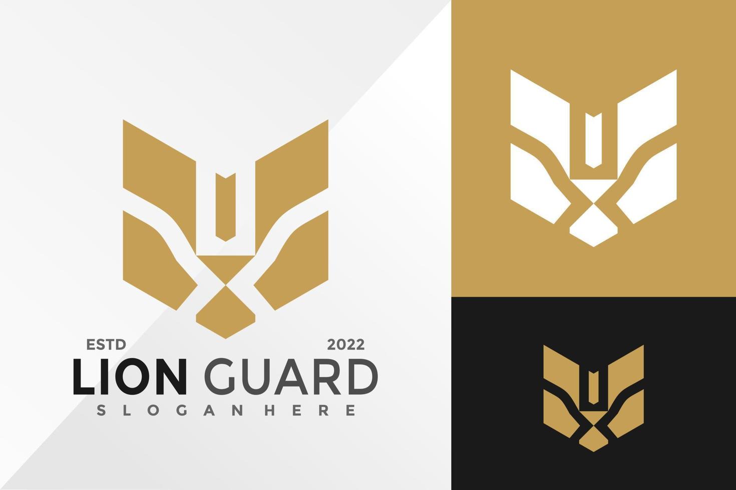 Luxus shiled Lion Guard Logo Design Vektor Illustrationsvorlage