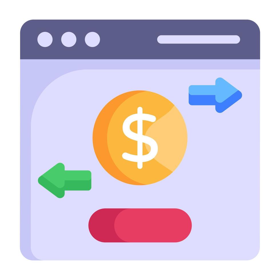 en platt ikon för pengaöverföring online vektor