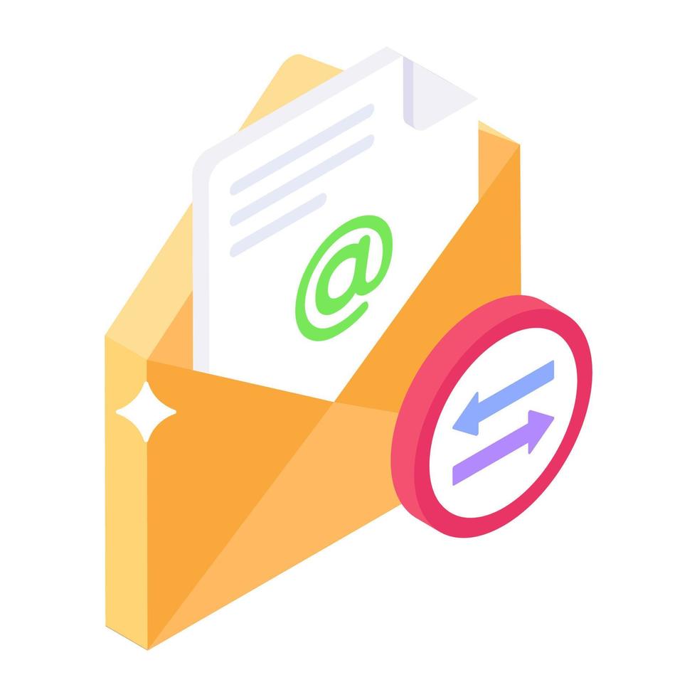 Symbol des Briefes im Umschlag, isometrisches Design des E-Mail-Versands vektor