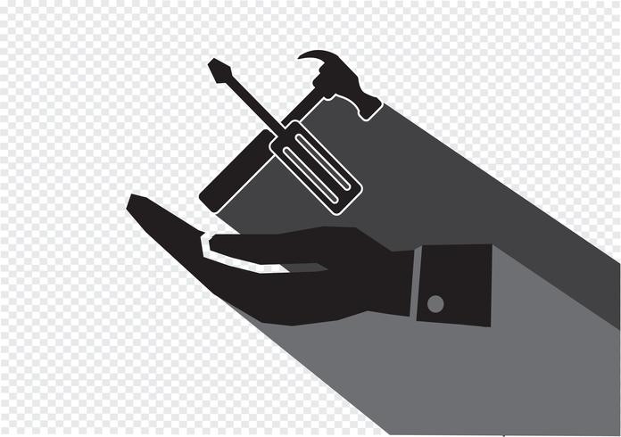 Hand und Werkzeuge Hammer-Symbol vektor