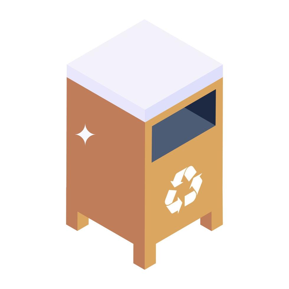 drei Pfeile auf Mülltonne, Vektordesign der Recycling-Dose vektor