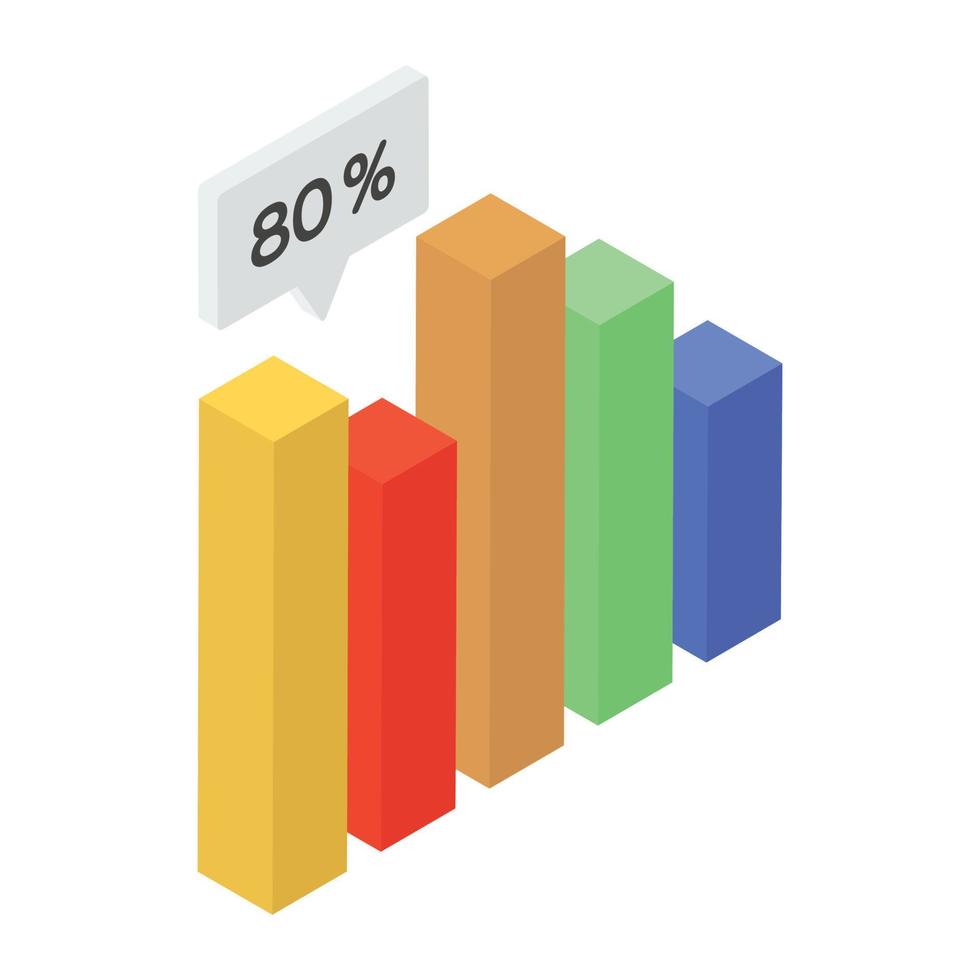 trendiga isometriska ikonen för stapeldiagram vektor