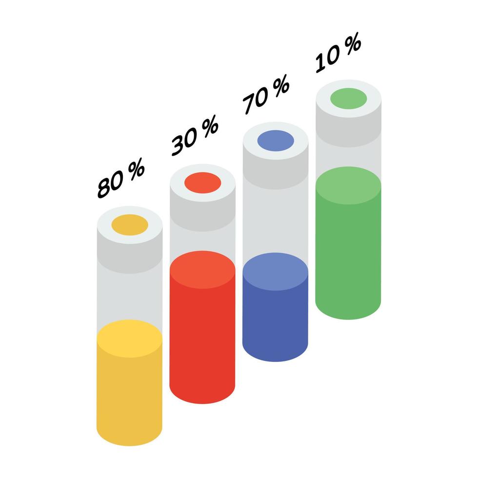 staplar med procent, bar infographic isometrisk ikon vektor