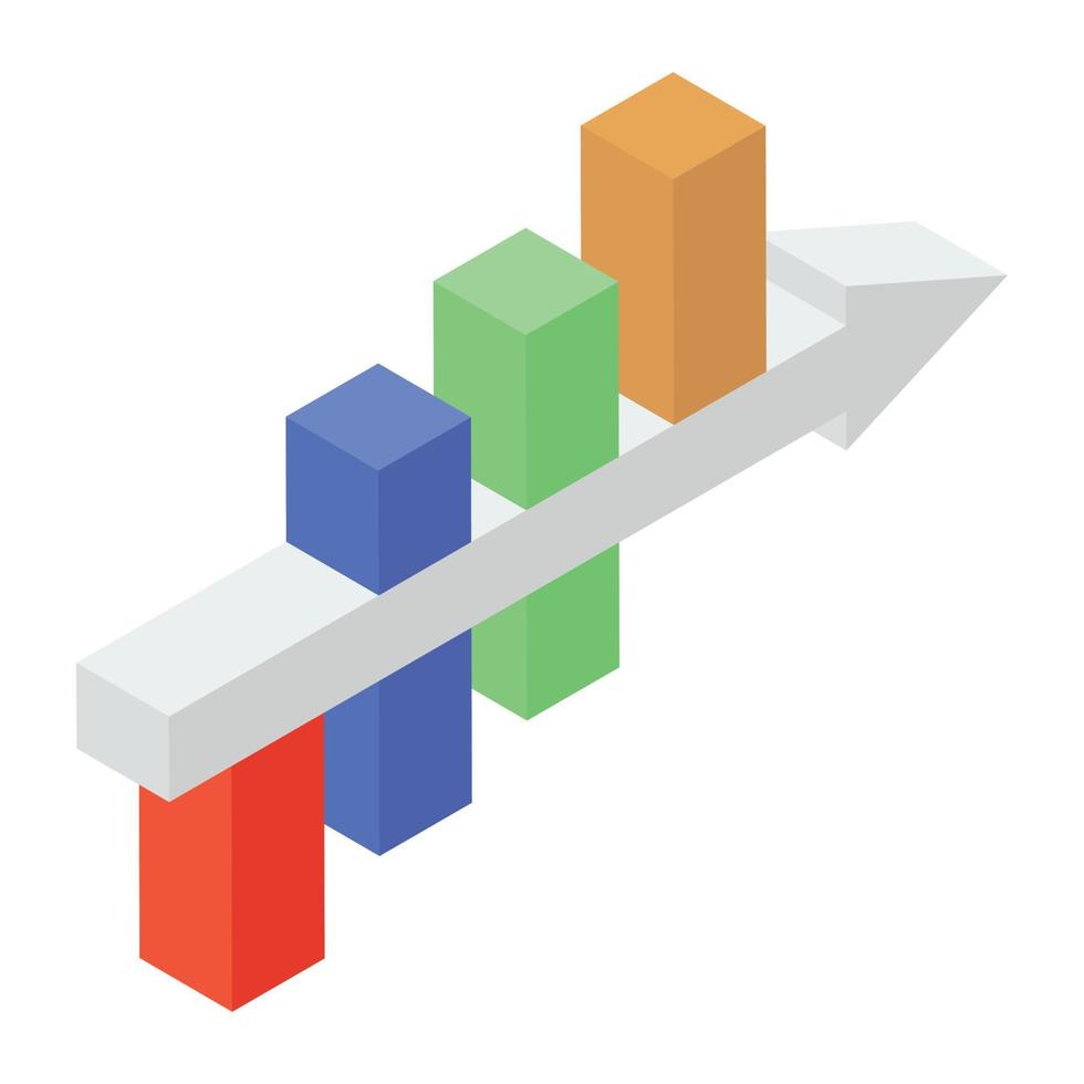 trendig ikon för stapeldiagram, isometrisk design vektor
