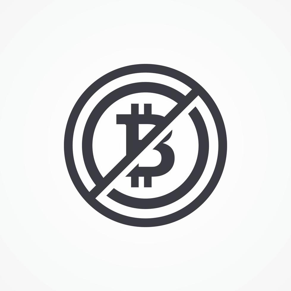 unterzeichnen Sie kein Bitcoin im flachen Designvektor. Vektorzeichen kein Bitcoin auf weißem Hintergrund. Zeichen für Bitcoin nicht erlaubt. Kryptowährung-Vektor-Illustration vektor
