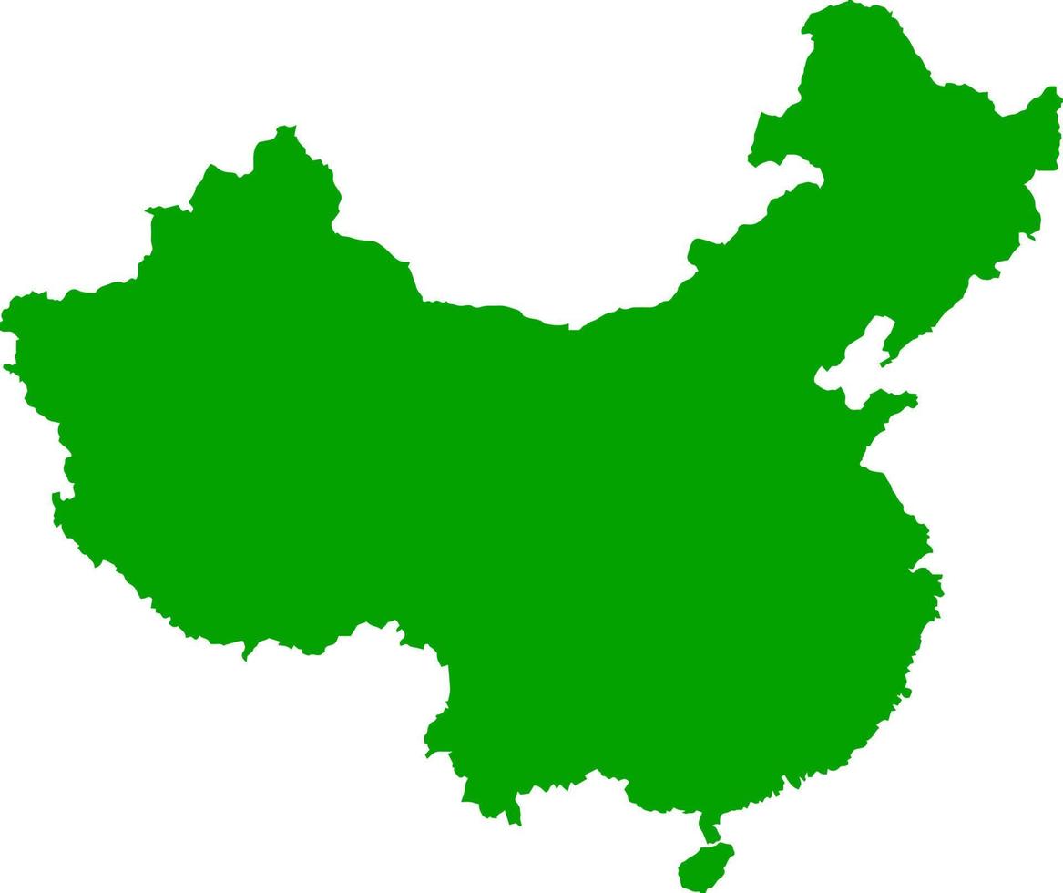 grün gefärbte volksrepublik china umrißkarte. politische chinesische Karte. vektor