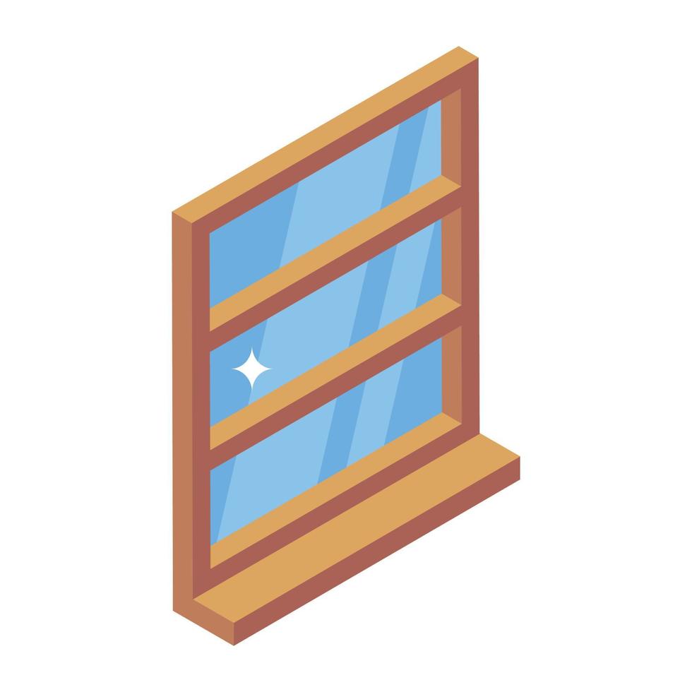 kontorsrumsinredning, isometrisk ikon av glasfönster vektor