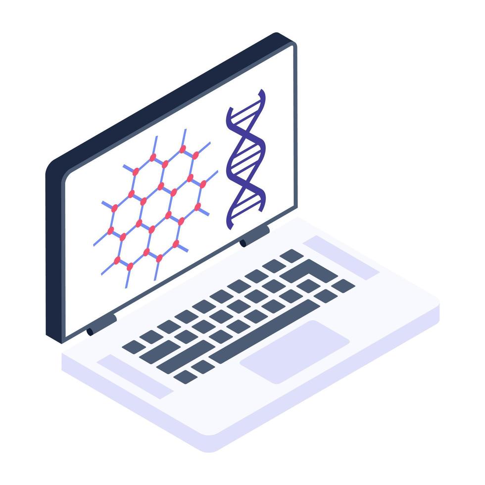 online bioteknik, isometrisk vektor av online laboratorium