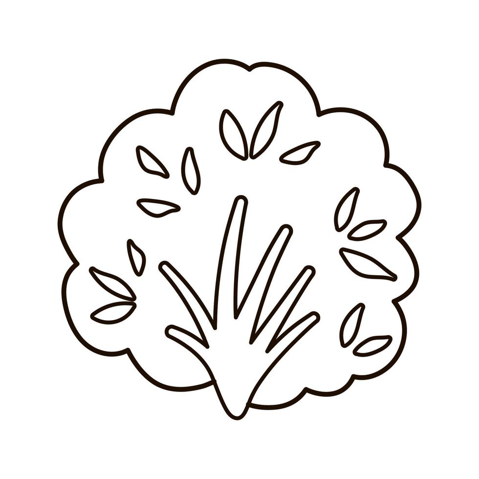 Vektor-Schwarz-Weiß-Busch-Symbol. kleiner Umrissstrauch isoliert auf weißem Hintergrund. linie frühlingsgartenillustration. Garten- oder Waldbild vektor