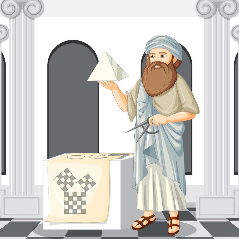 Pythagoras-Philosophen im Cartoon-Stil vektor