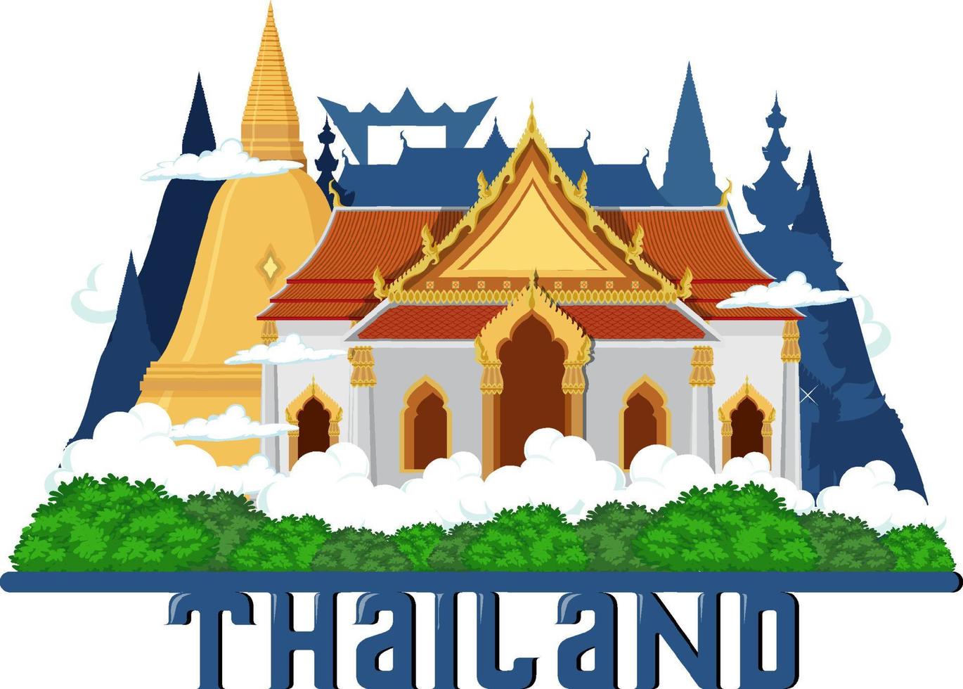 reise thailand attraktion und landschaftstempel symbol vektor