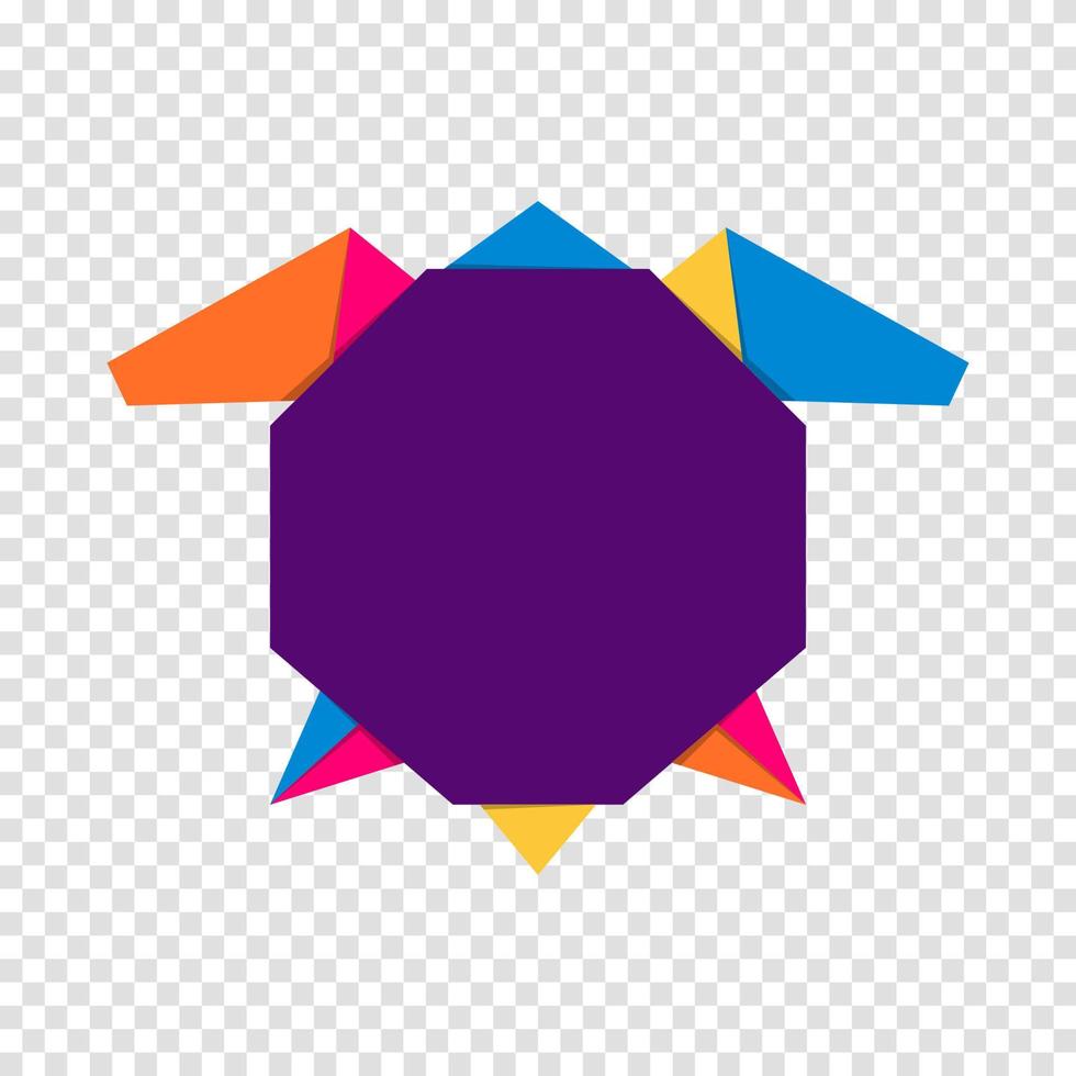 Schildkröten-Origami. abstraktes, farbenfrohes, lebendiges Schildkröten-Logo-Design. Tier-Origami. Vektor-Illustration vektor