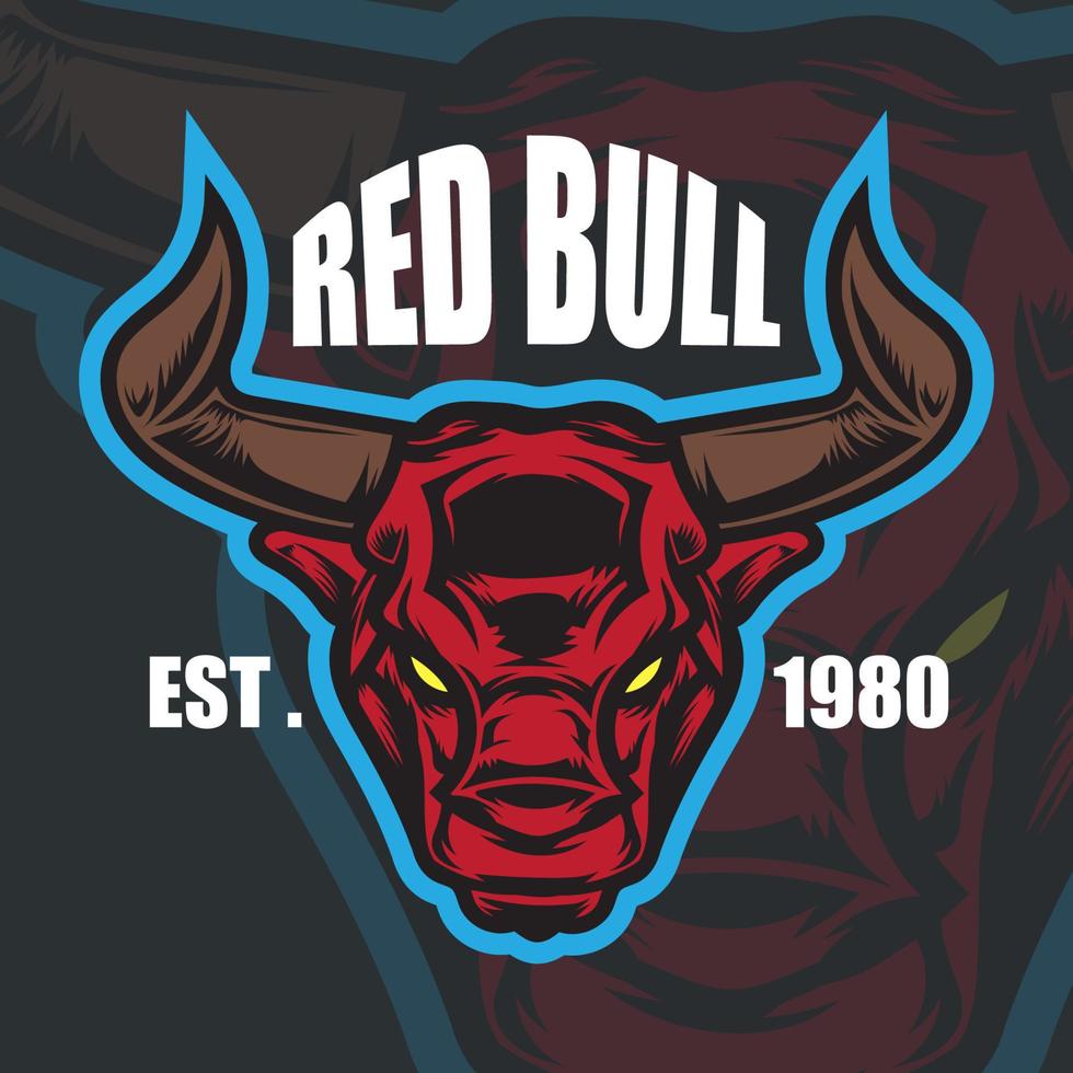 red bull head maskot logotyp vektorillustration vektor