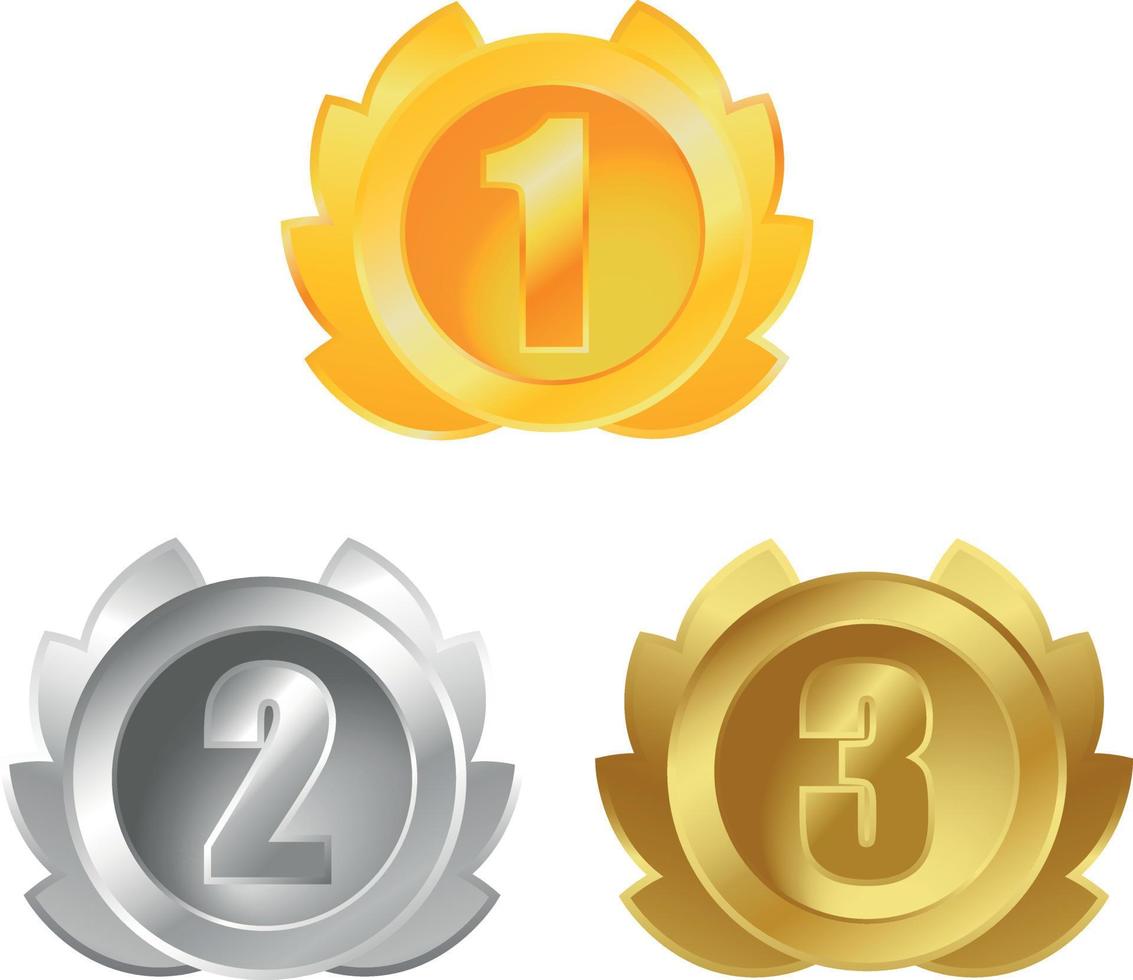 metallpriser till vinnare. guld, silver, brons utmärkelser vektor