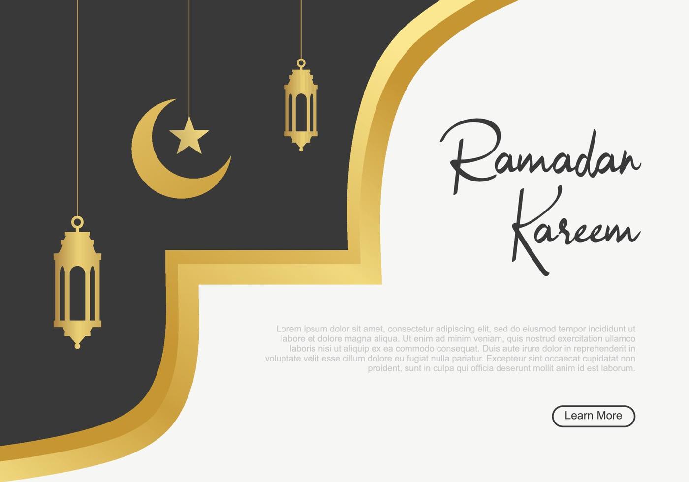 ramadan kareem webbplats målsida med måne, stjärna och lyktor vektor