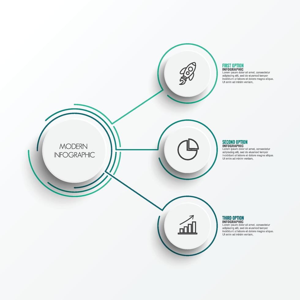 abstrakte elemente der infografik-vorlage mit etikett, integrierten kreisen. Geschäftskonzept mit 3 Optionen. für Inhalt, Diagramm, Flussdiagramm, Schritte, Teile, Zeitleisten-Infografiken, Workflow-Layout, vektor