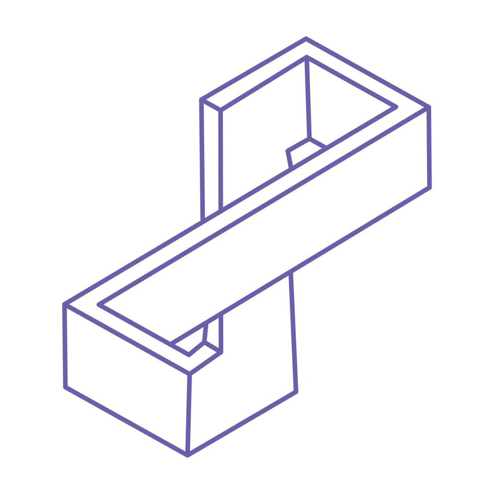 Illusionsformen. 3D-Geometrie-Tätowierung. optische Täuschung Figur in trendiger 2022 sehr peri Farbe. heilige Geometrie. vektor