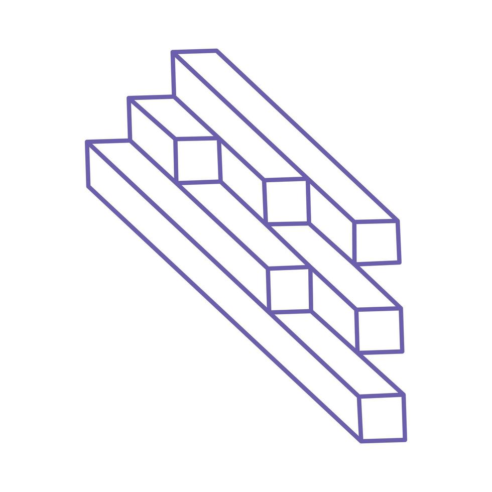 unmögliche Formen. Logo für optische Täuschung. Figuren der Heiligen Geometrie. abstrakte ewige geometrische objekte. unmögliche endlose Umrisse. optische Kunst. unmögliche Geometrieform auf weißem Hintergrund. vektor